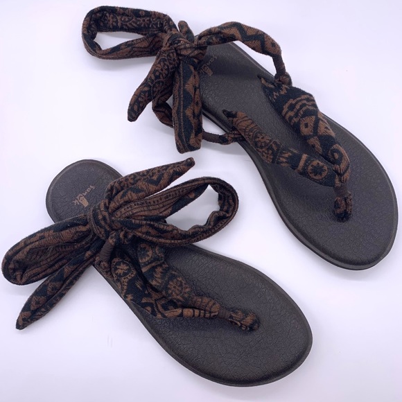 Sanuk Yoga Slinged Up Tie Ankles Tribal Sandals - Picture 3 of 14